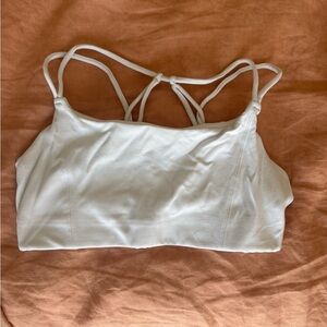 Women's White Strappy Sports Bra